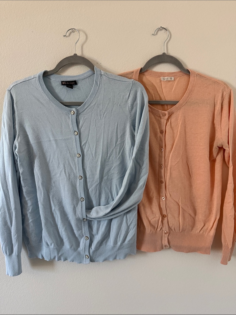 Light Blue and Peach Button-Front Cardigan Bundle